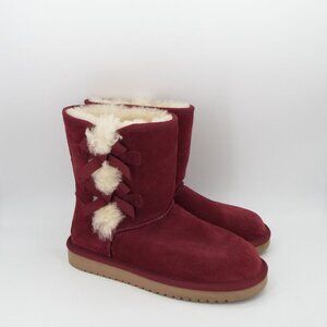 Koolaburra by UGG 1015874 Victoria Winter Boots Size 7 Burgundy Suede Bow Accent